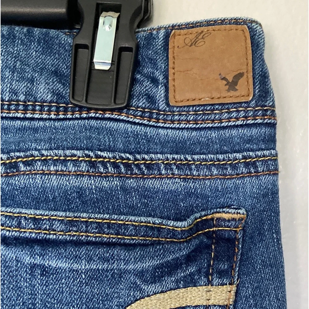 American Eagle Low Rise Slim Bootcut SZ 8 Long Stretch Dark Wash, 2010 Cool EUC - Picture 8 of 14